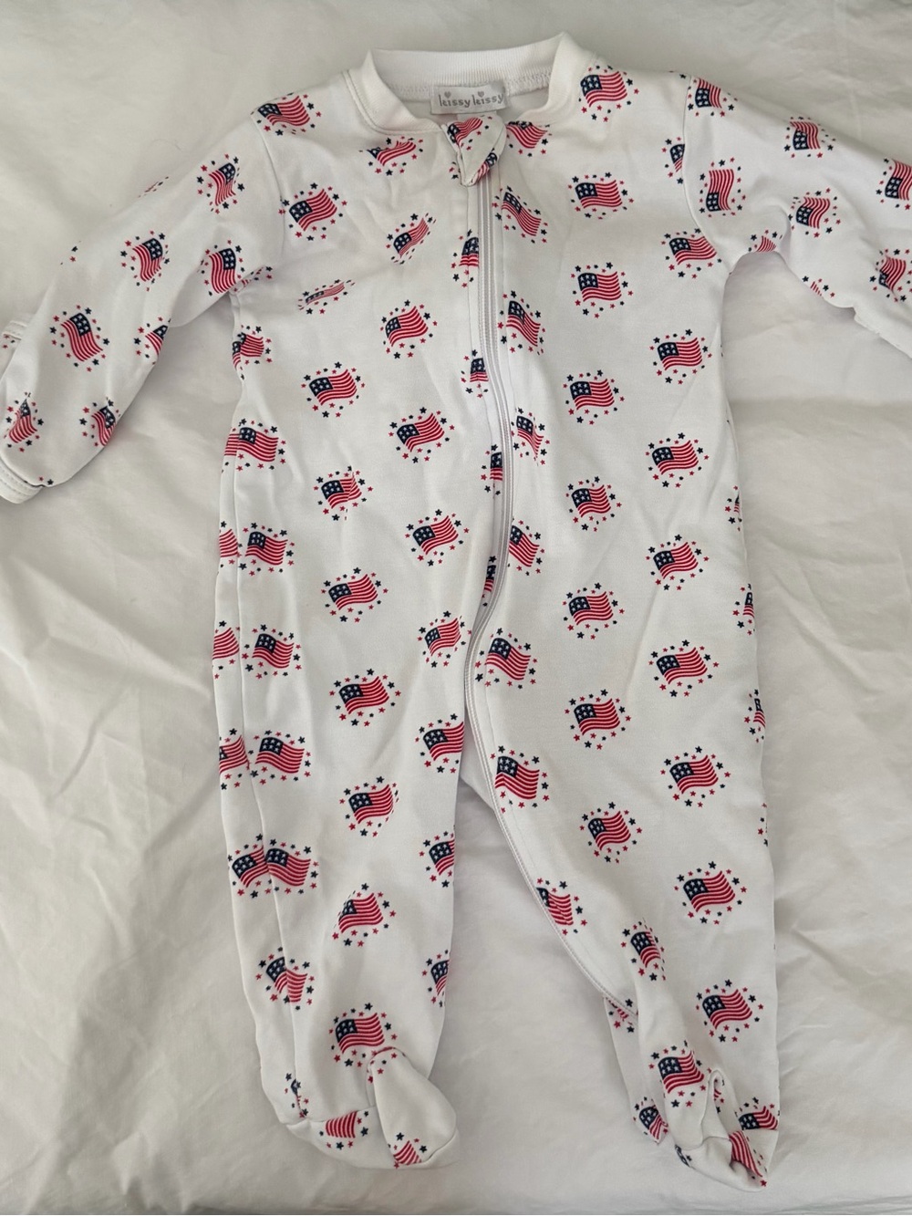 Kissy Kissy American Flag Footed Pajamas Size 0-3